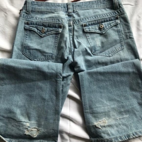 Wet Seal blue, faded, denim jeans, button back pockets, size 11 Long - Picture 2 of 2